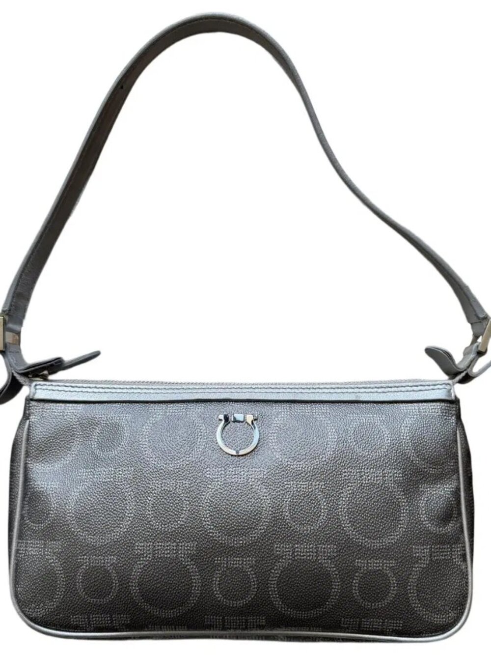VINTAGE Y2K Salvatore Ferragamo Vintage Silver Gancini Mini Shoulder Bag